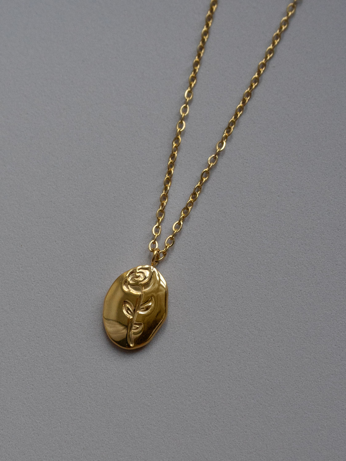 Carved Rose Pendant Necklace