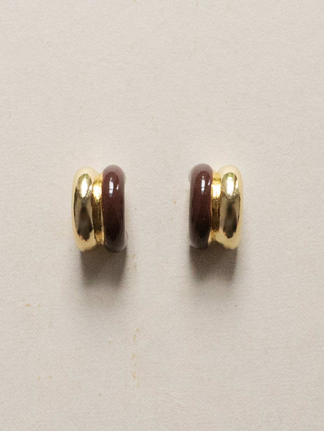 Chunky Enamel Earrings   Brown