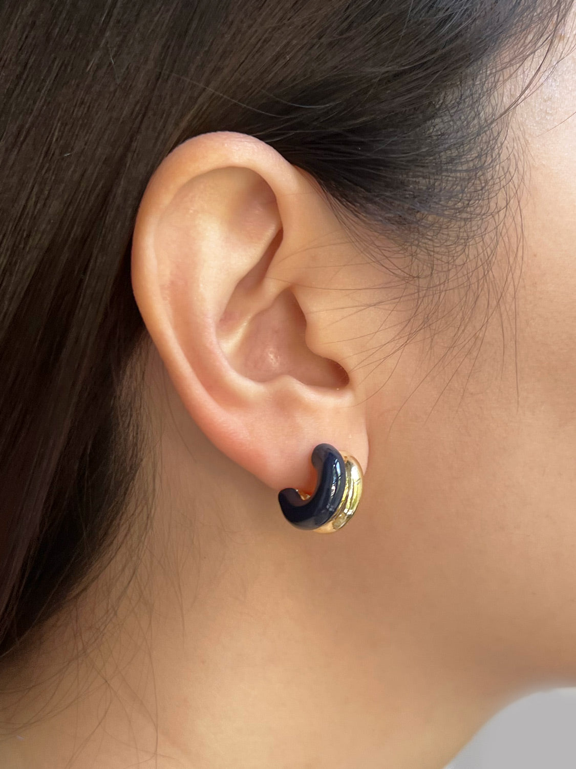 Chunky Enamel Earrings - Dark Blue