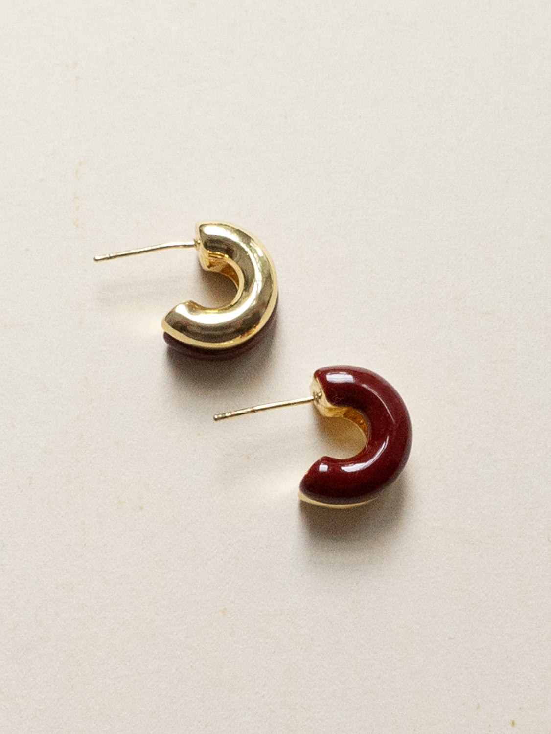 Chunky Enamel Earrings   Maroon2