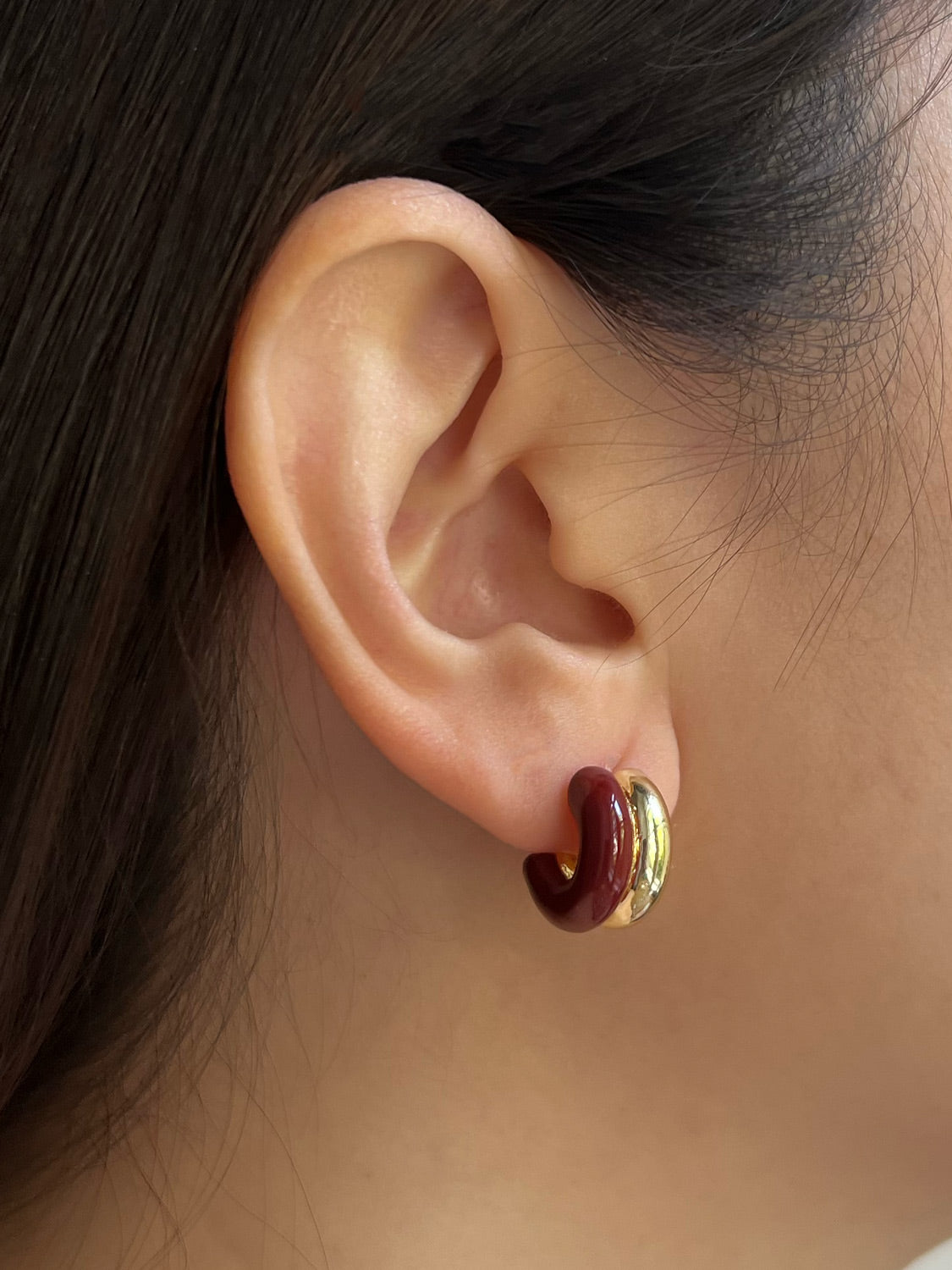 Chunky Enamel Earrings   Maroon c60c8e06 296a 4bde 8c22 69273e0dd2a4