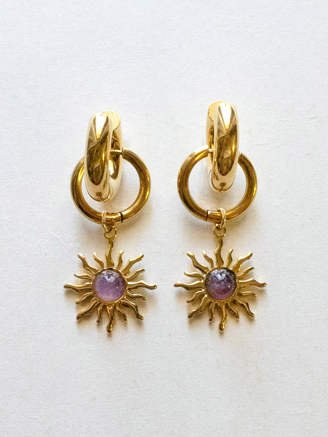 Chunky Gold Hoops   Amethyst Sun Pendant1 baa6626f 0d1b 4dce b3d5 ec9ab61b39d2