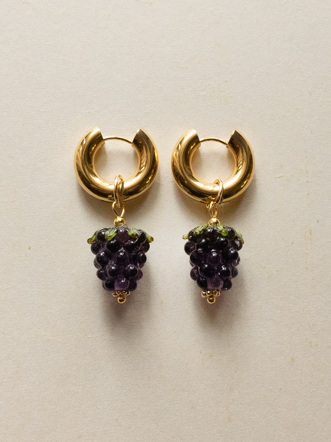 Chunky Gold Hoops   Glass Grape
