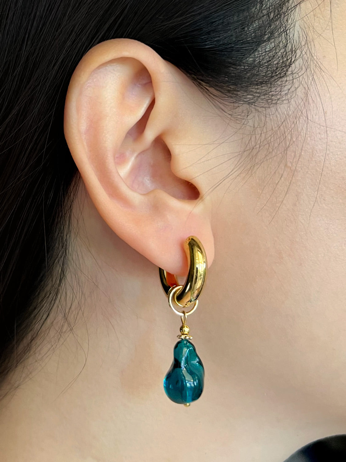 Chunky Gold Hoops   Teal Baroque Glass Pearl2 3460f1f1 65c6 44cb 9c65 99cd22db947d