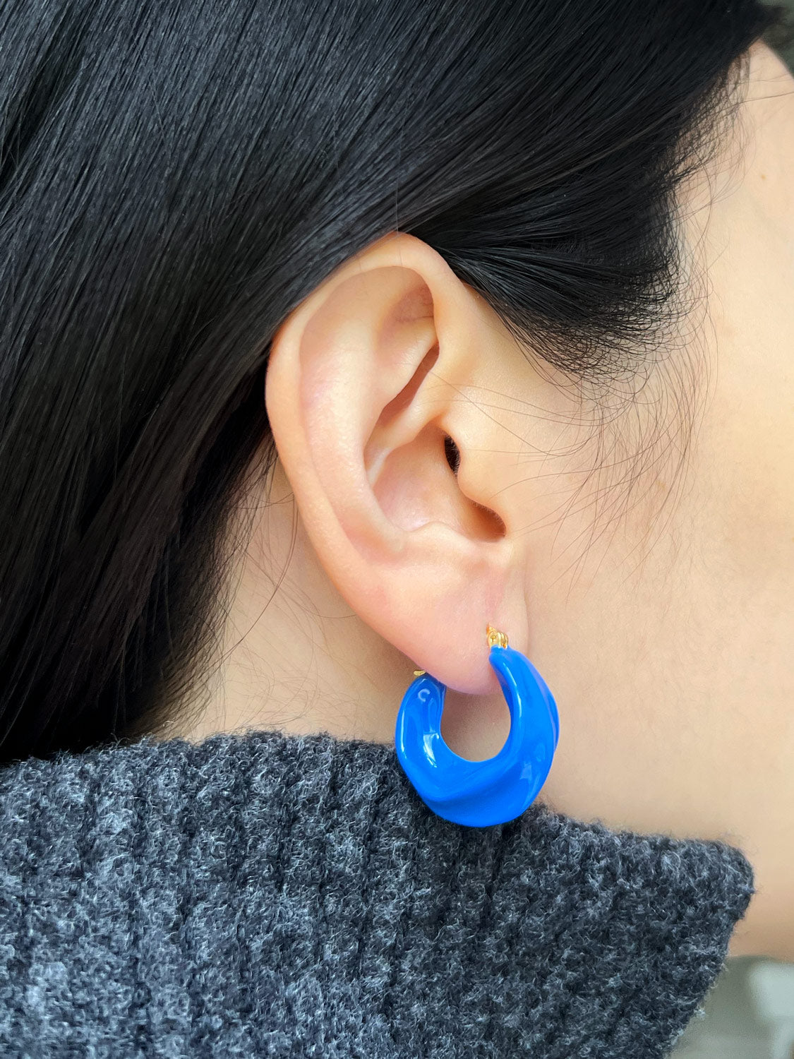 Chunky Oracle Enamel Hoops   Blue