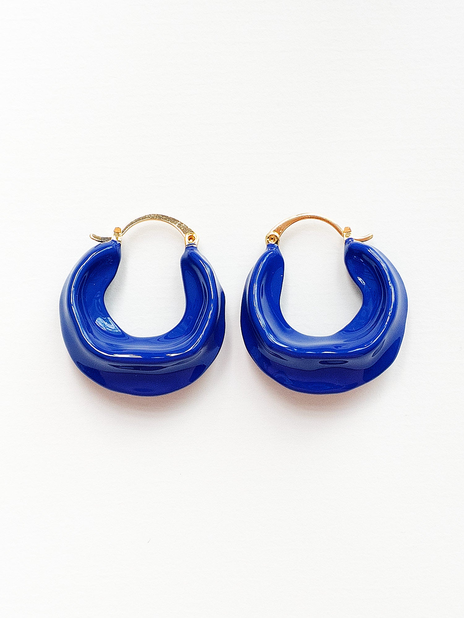 Chunky Oracle Enamel Hoops   Dark Blue2