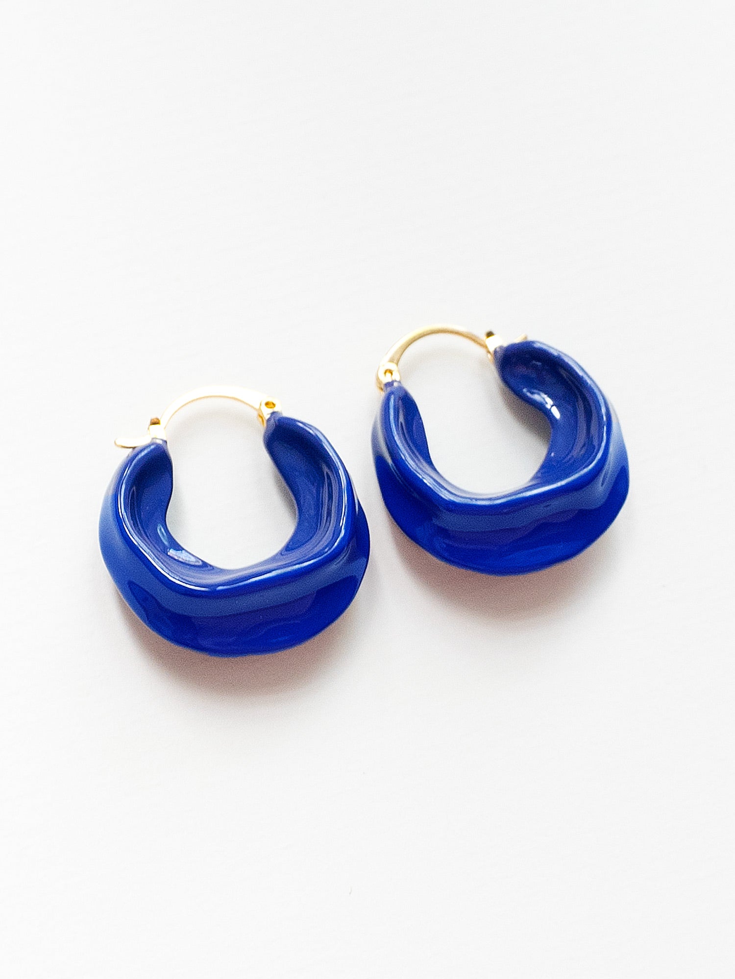 Chunky Oracle Enamel Hoops - Dark Blue