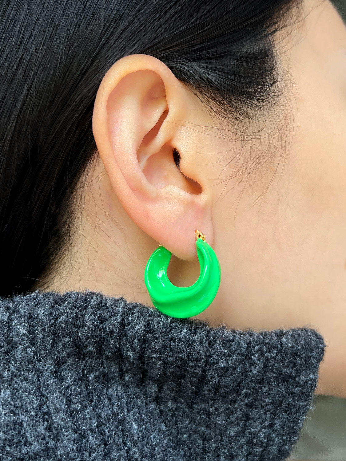Chunky Oracle Enamel Hoops   Green