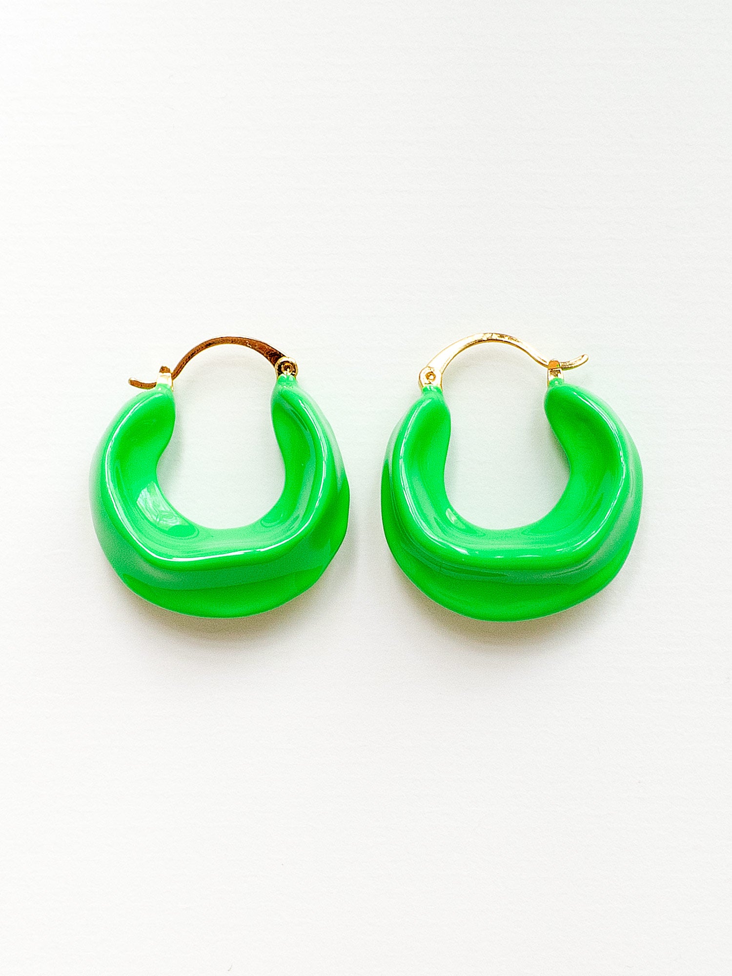 Chunky Oracle Enamel Hoops   Green2