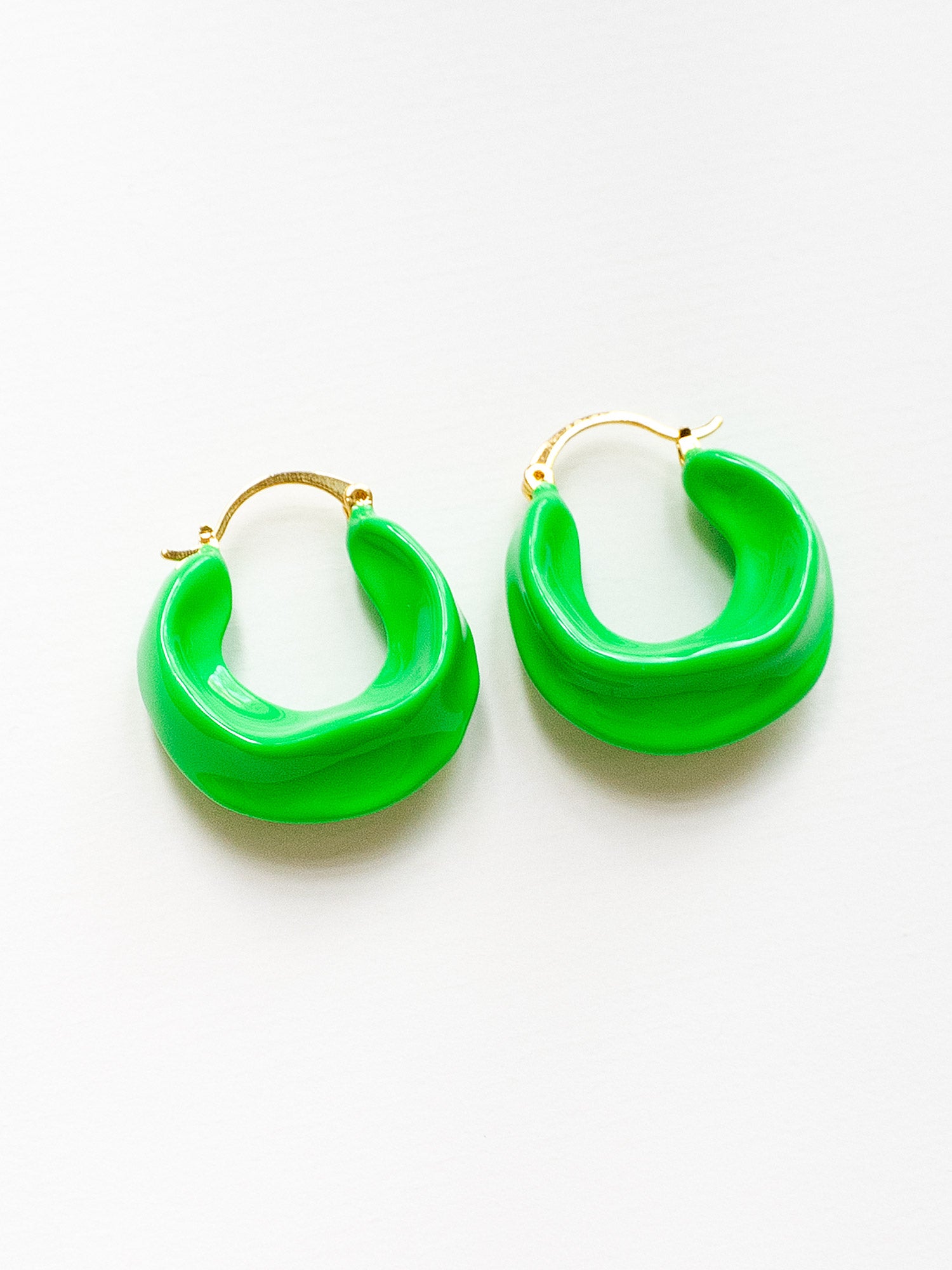 Chunky Oracle Enamel Hoops - Green