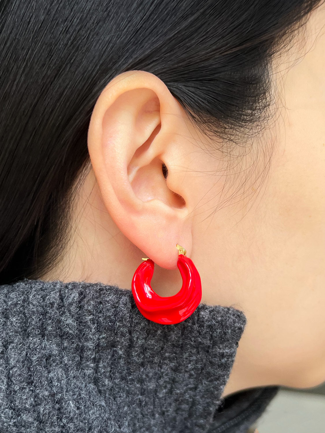 Chunky Oracle Enamel Hoops - Red