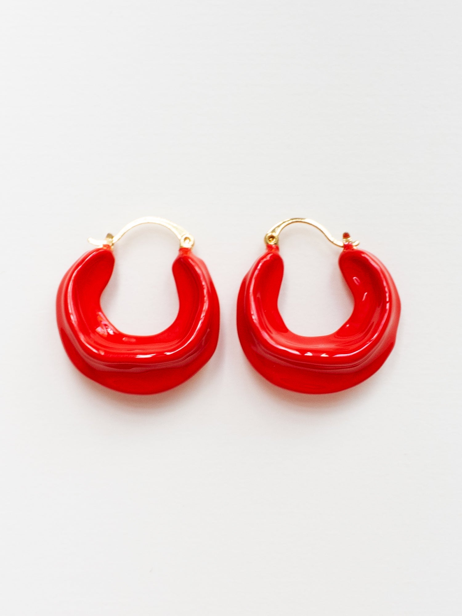 Chunky Oracle Enamel Hoops   Red2