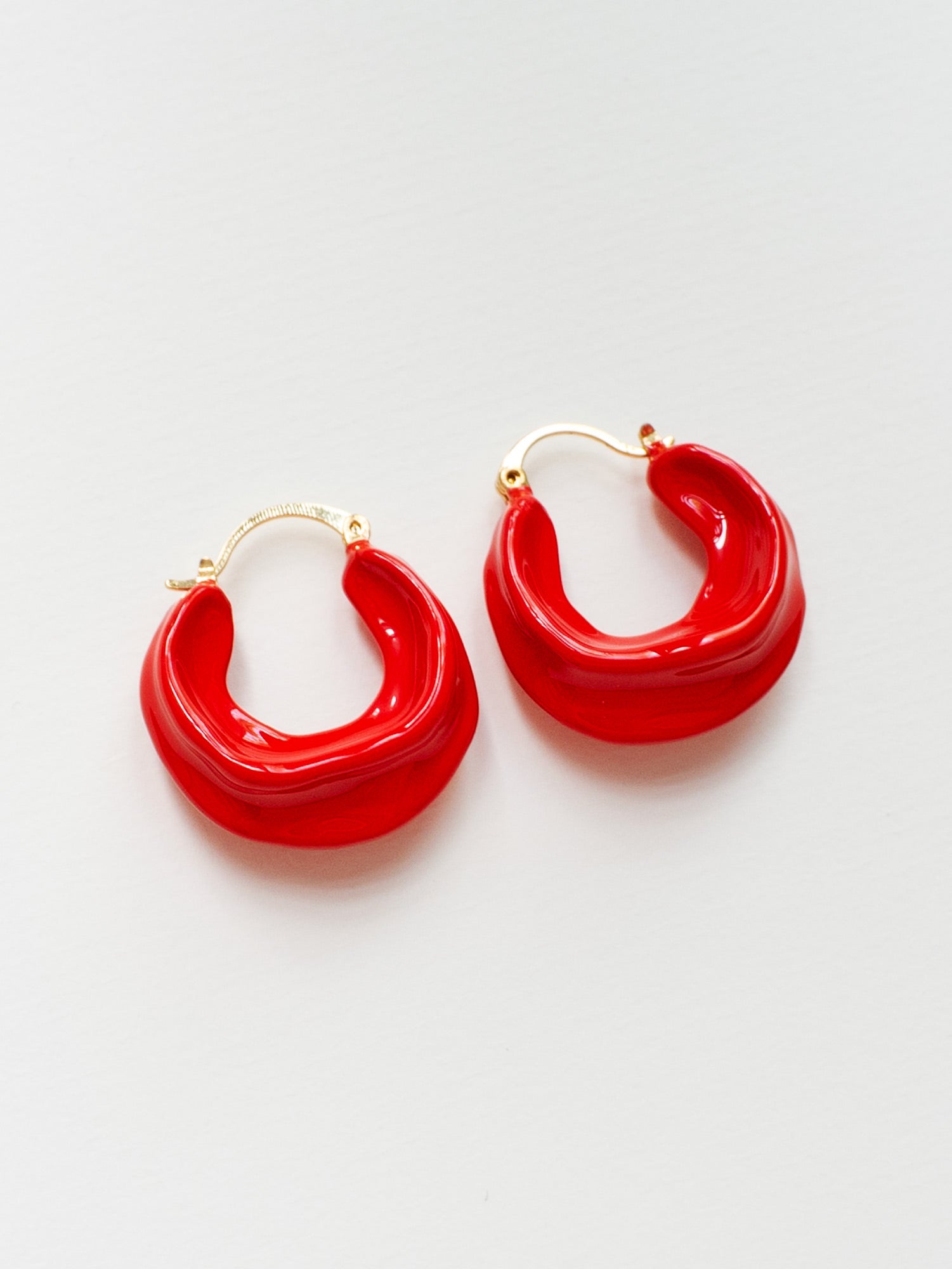 Chunky Oracle Enamel Hoops - Red