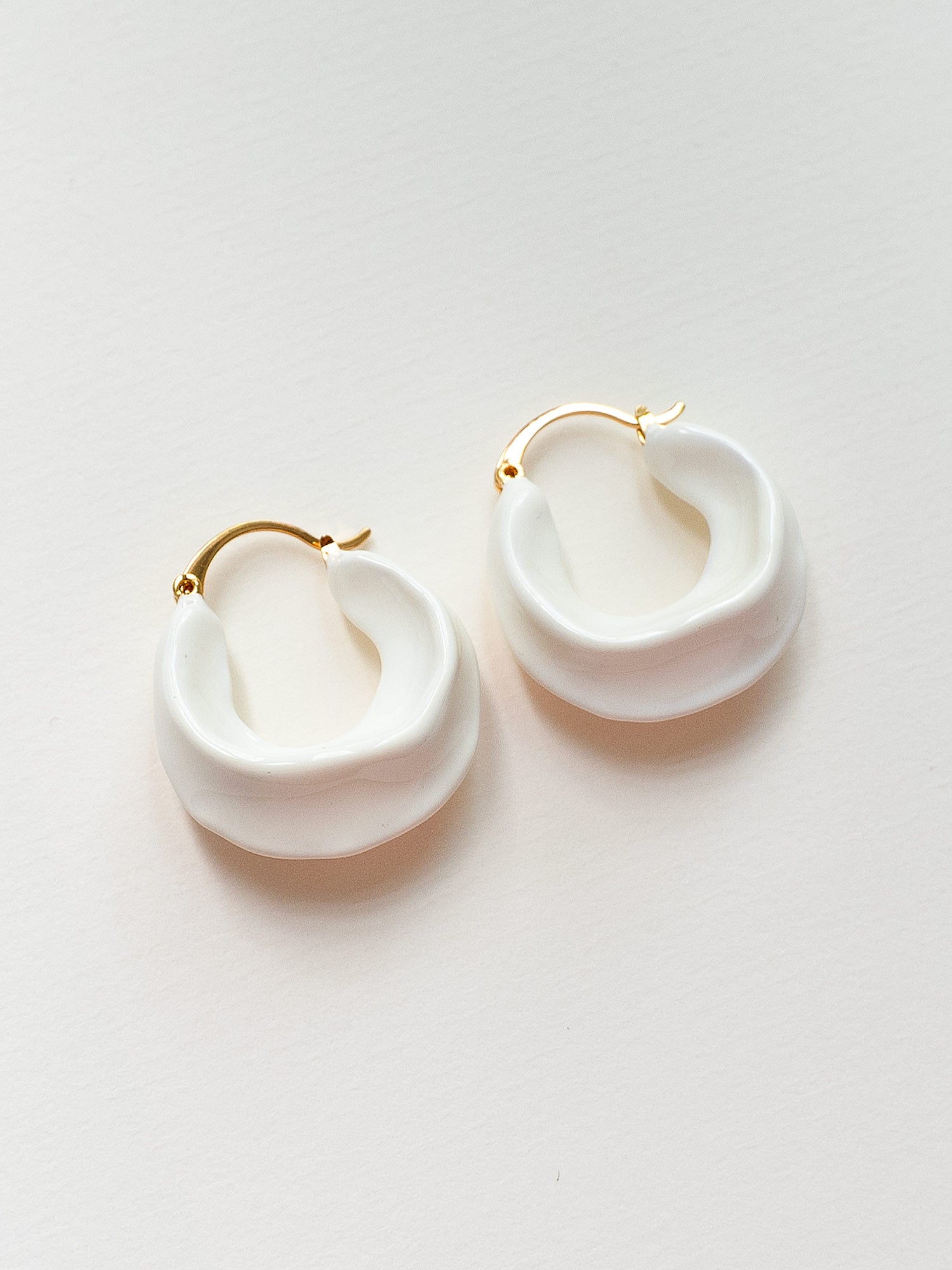 Chunky Oracle Enamel Hoops - White
