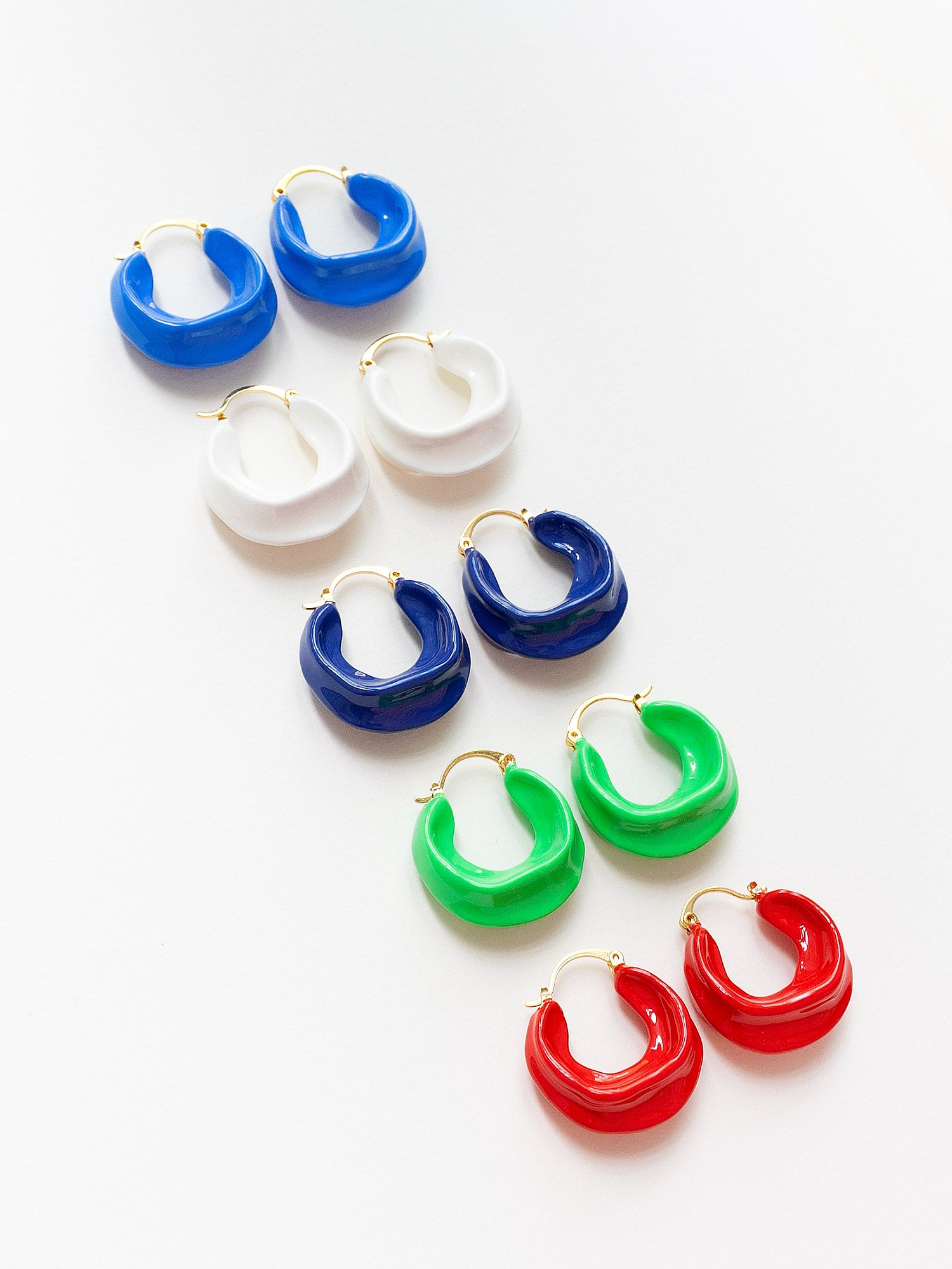 Chunky Oracle Enamel Hoops - White