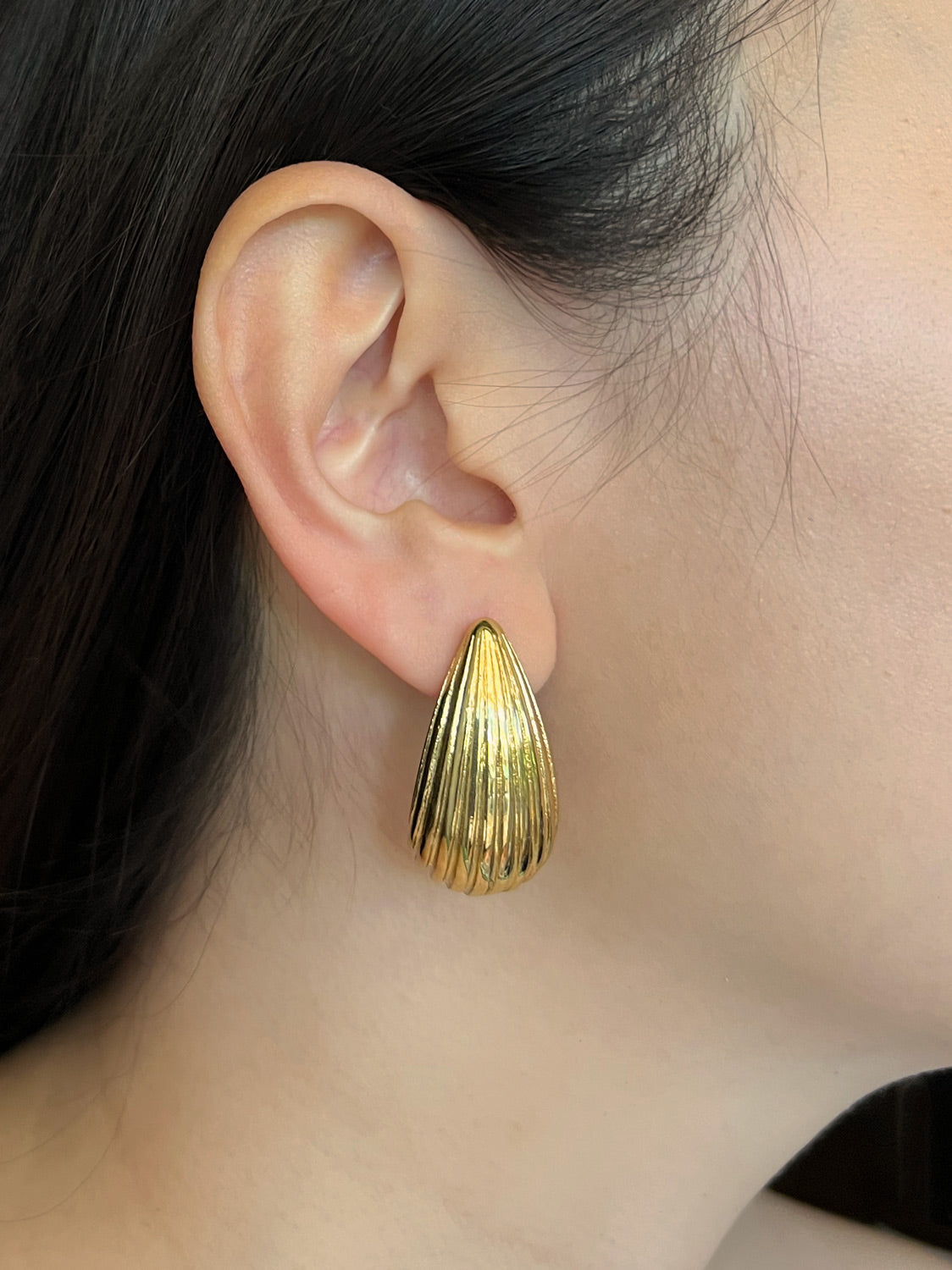 Chunky Vintage Earrings - Stainless Steel, Gold