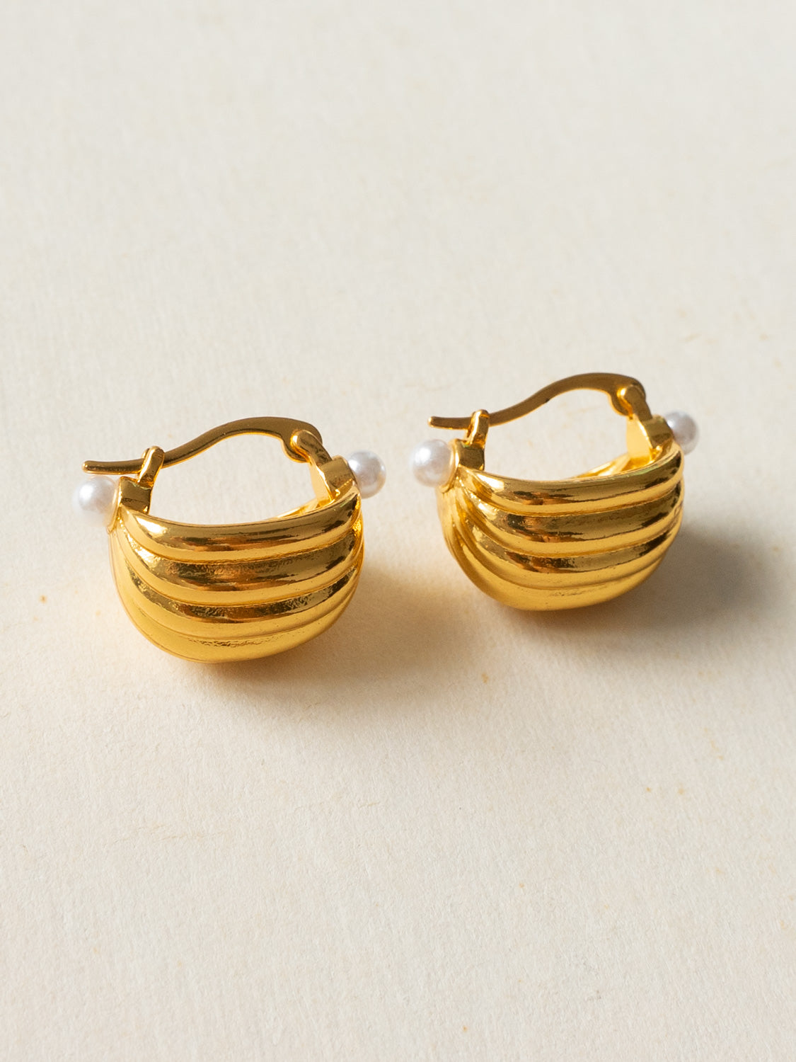 Chunky Vintage Shell Hoops, Stainless Steel