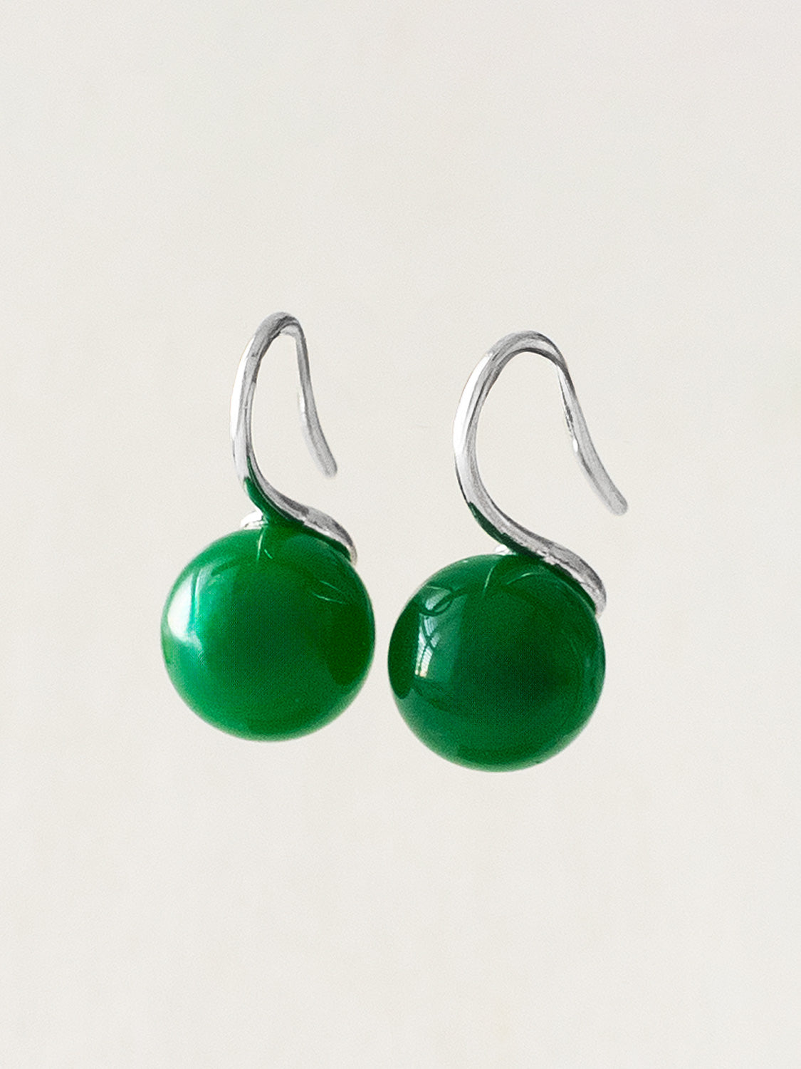 Classic Jade Earrings, S925 - Silver, Dark Green