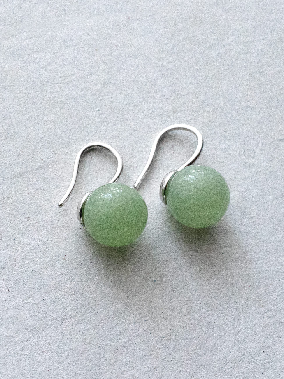 Classic Jade Earrings, S925 - Silver, Light Green