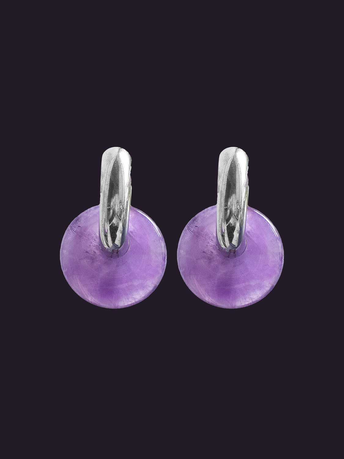 Donut Hoops V2  Silver   Amethyst purple