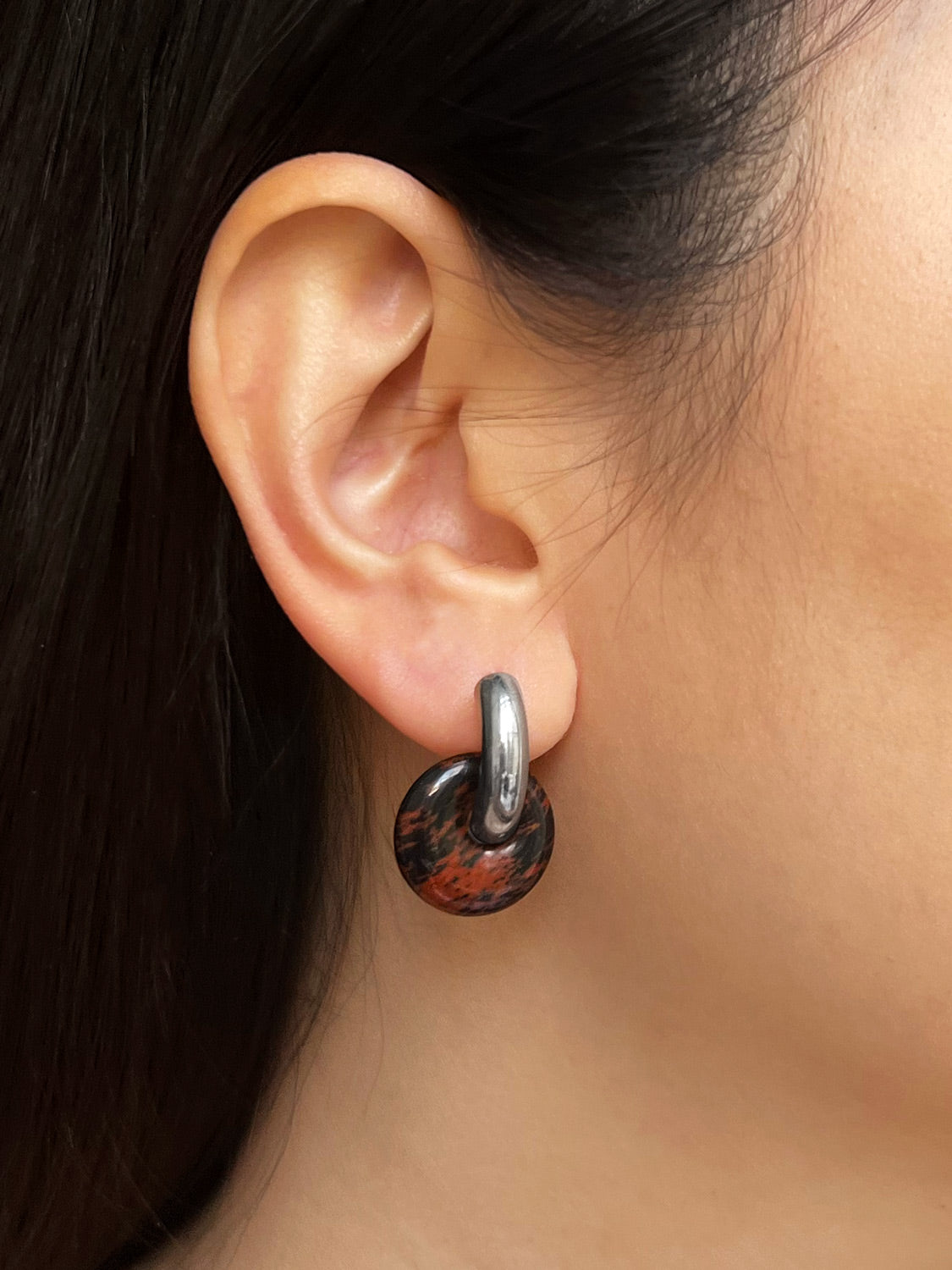 Donut Hoops V2, Silver - Golden Swan Stone