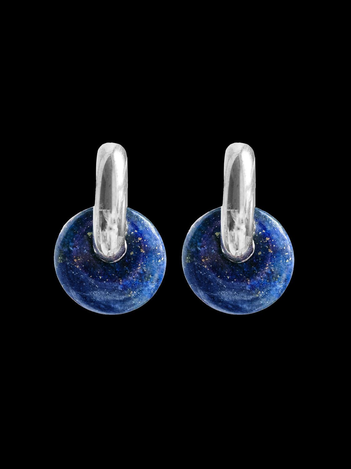 Donut Hoops V2, Silver - Lapis Lazuli