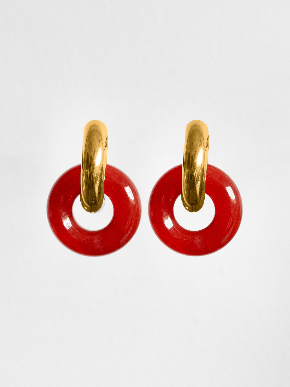 Donut Hoops  Gold   Red Jasper