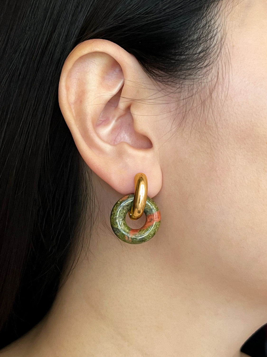 Donut Hoops  Gold   Unakite3