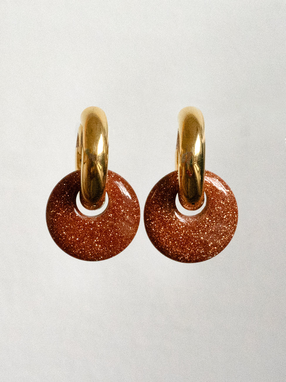 Donut Hoops, Silver V2 - Gold Sandstone (Dark Brown)