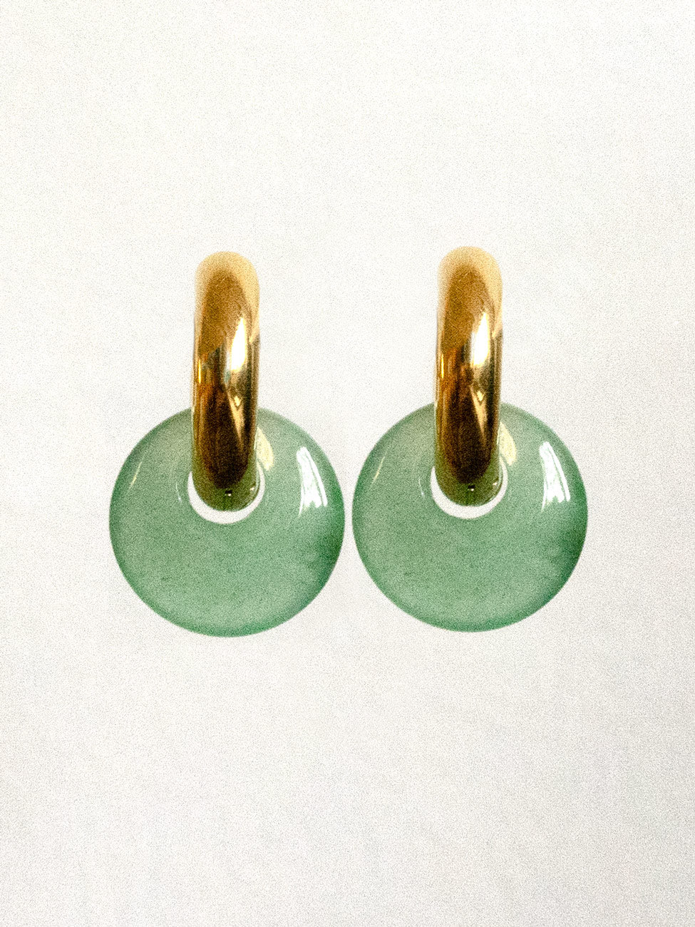 Donut Hoops  Gold V2   Green Aventurine1