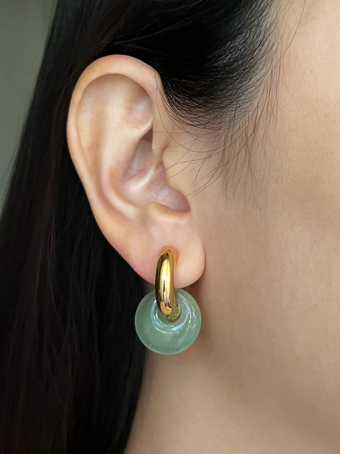Donut Hoops  Gold V2   Green Aventurine3