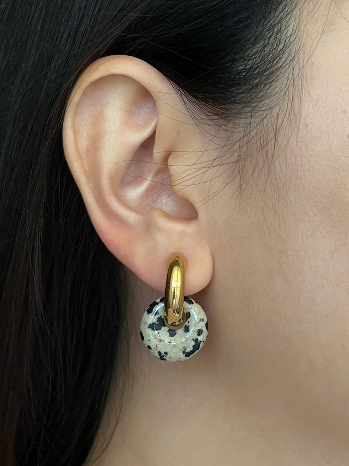 Donut Hoops  Gold V2   Polka Dot Stone3