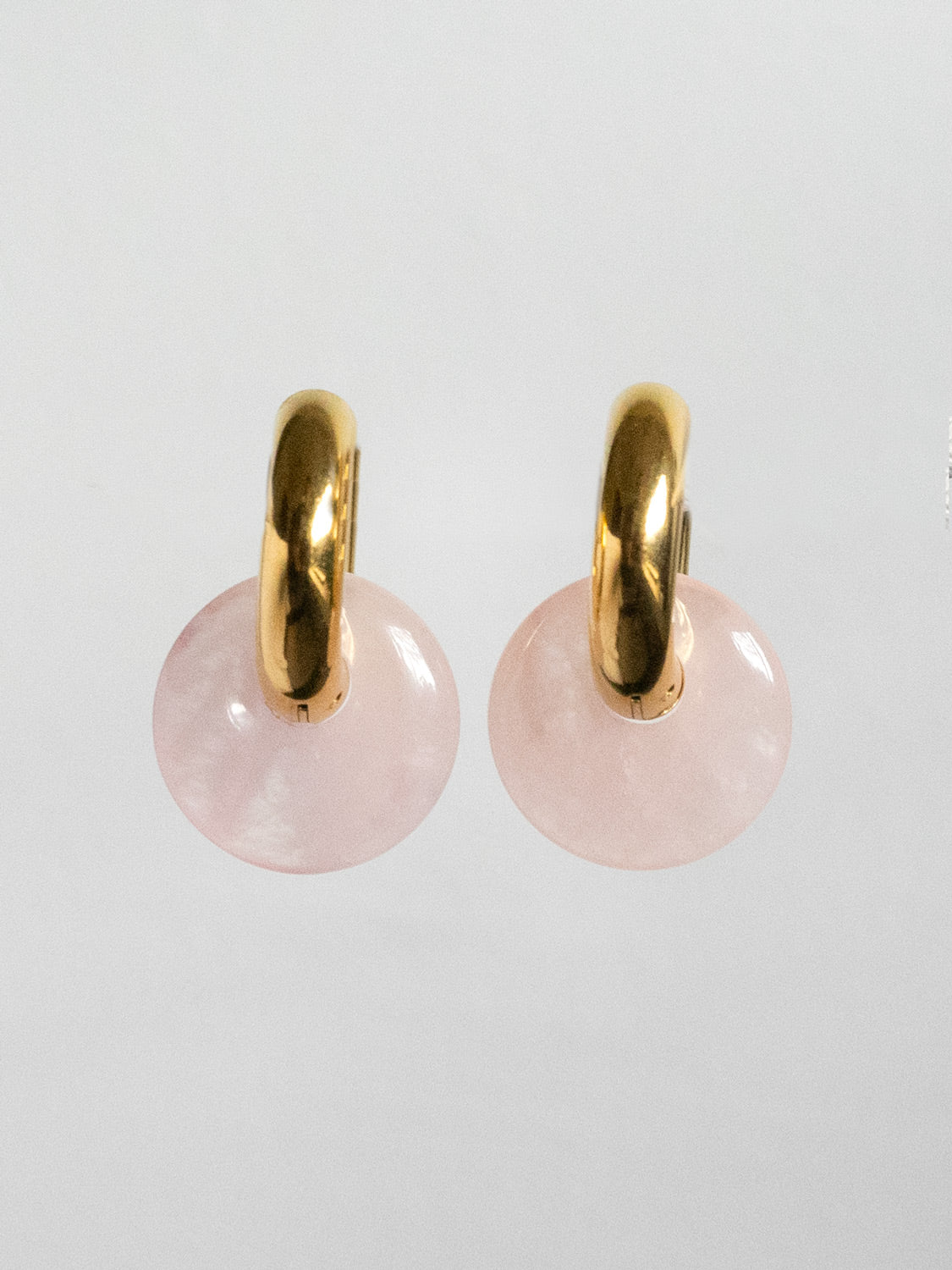 Donut Hoops  Gold V2   Rose Quartz1