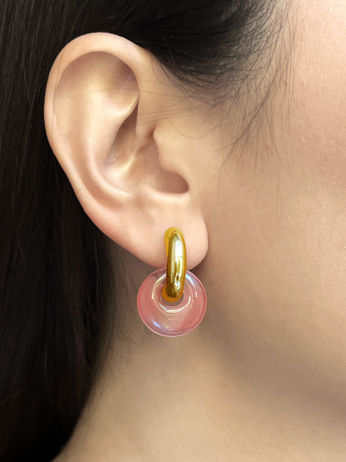 Donut Hoops  Gold V2   Watermelon Pink2