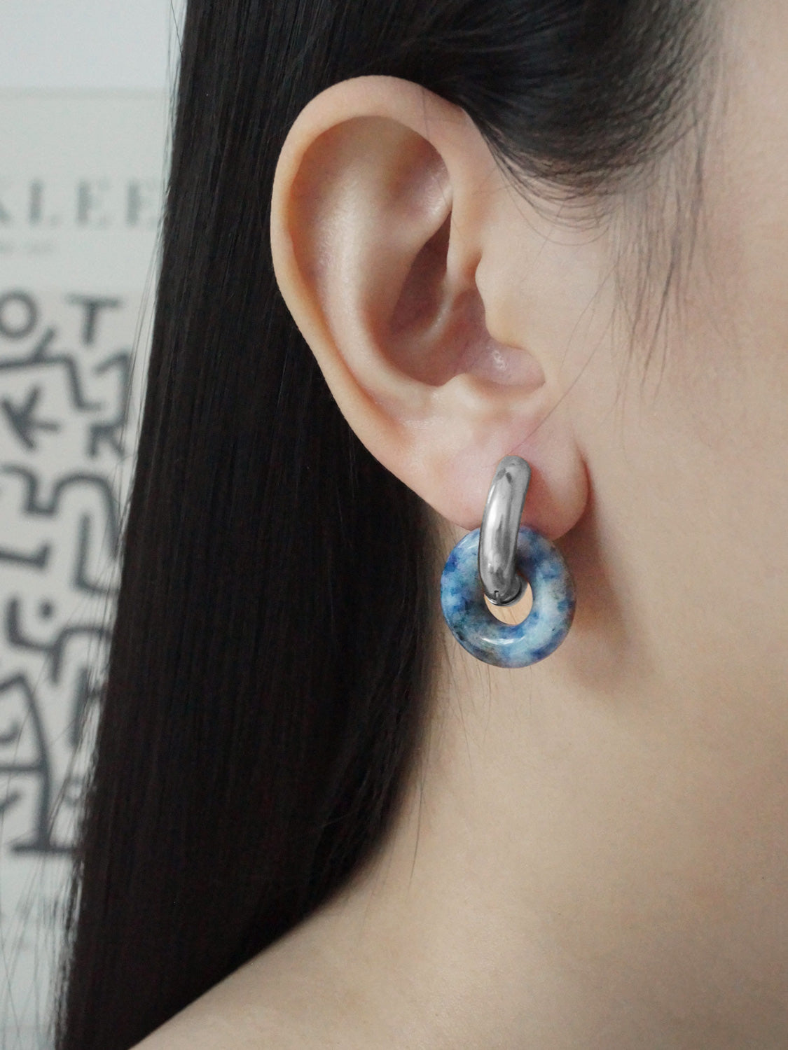 Donut Hoops, Silver - Blue Stone