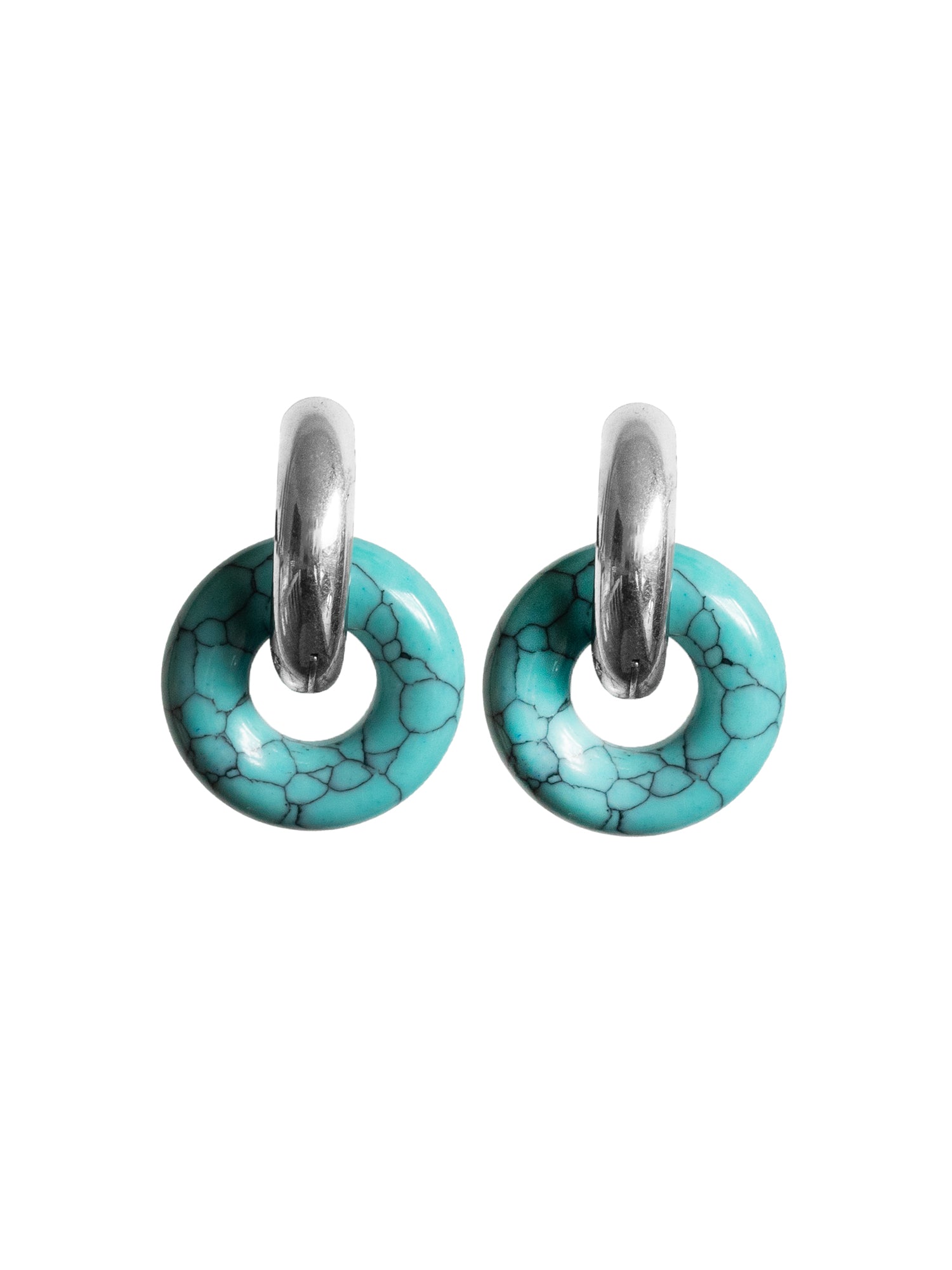 Donut Hoops  Silver   Blue Turquoise2
