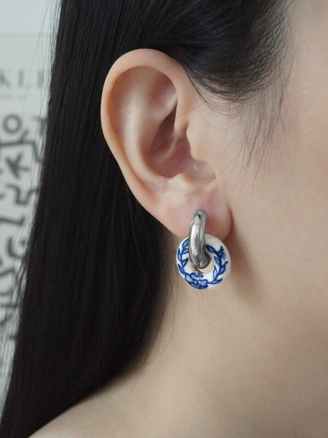 Donut Hoops, Silver - Ceramic
