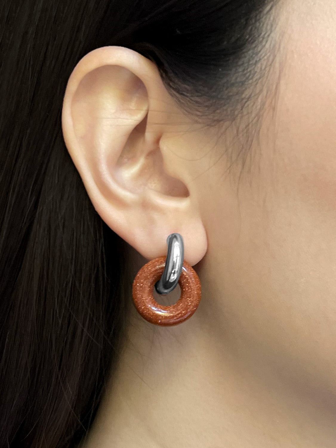 Donut Hoops, Gold - Gold Sandstone (Dark Brown)