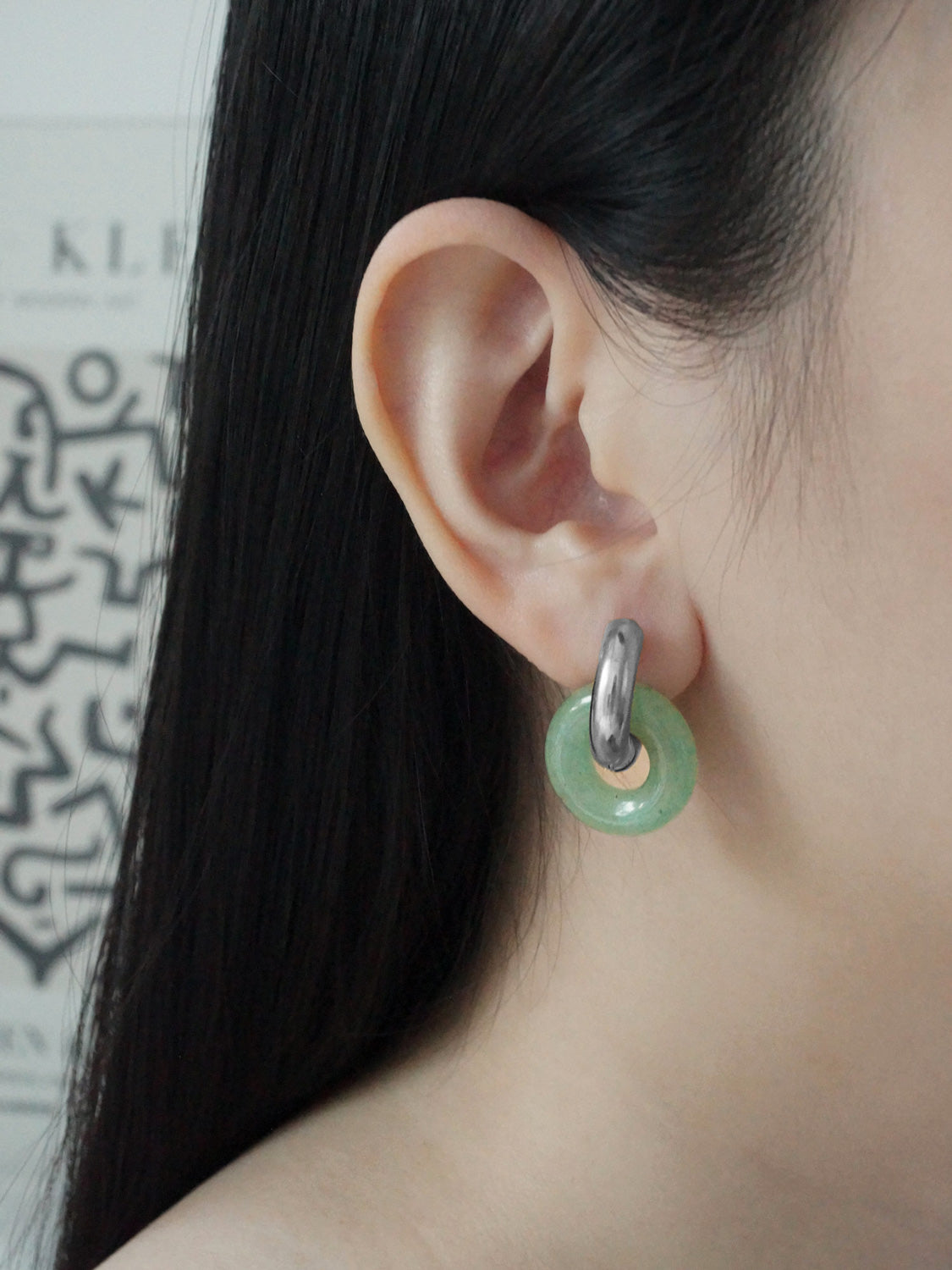 Donut Hoops, Silver - Green Aventurine