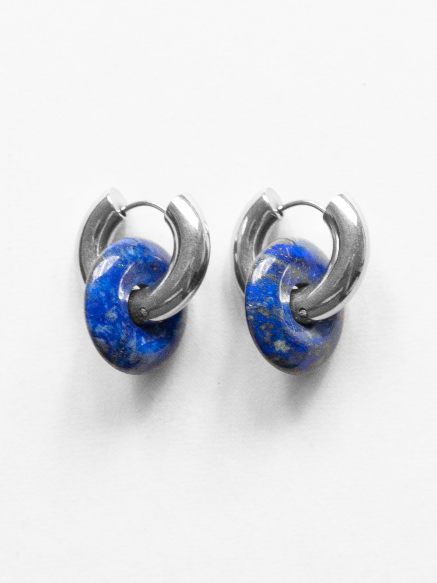 Donut Hoops  Silver   Lapis Lazuli1
