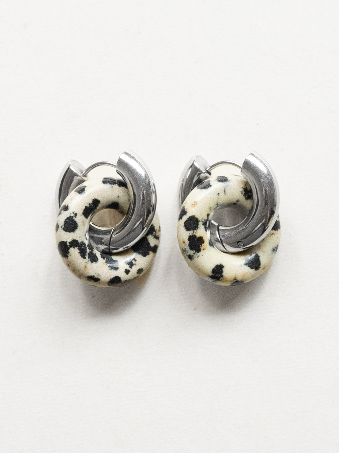 Donut Hoops  Silver   Polka Dot Stone1