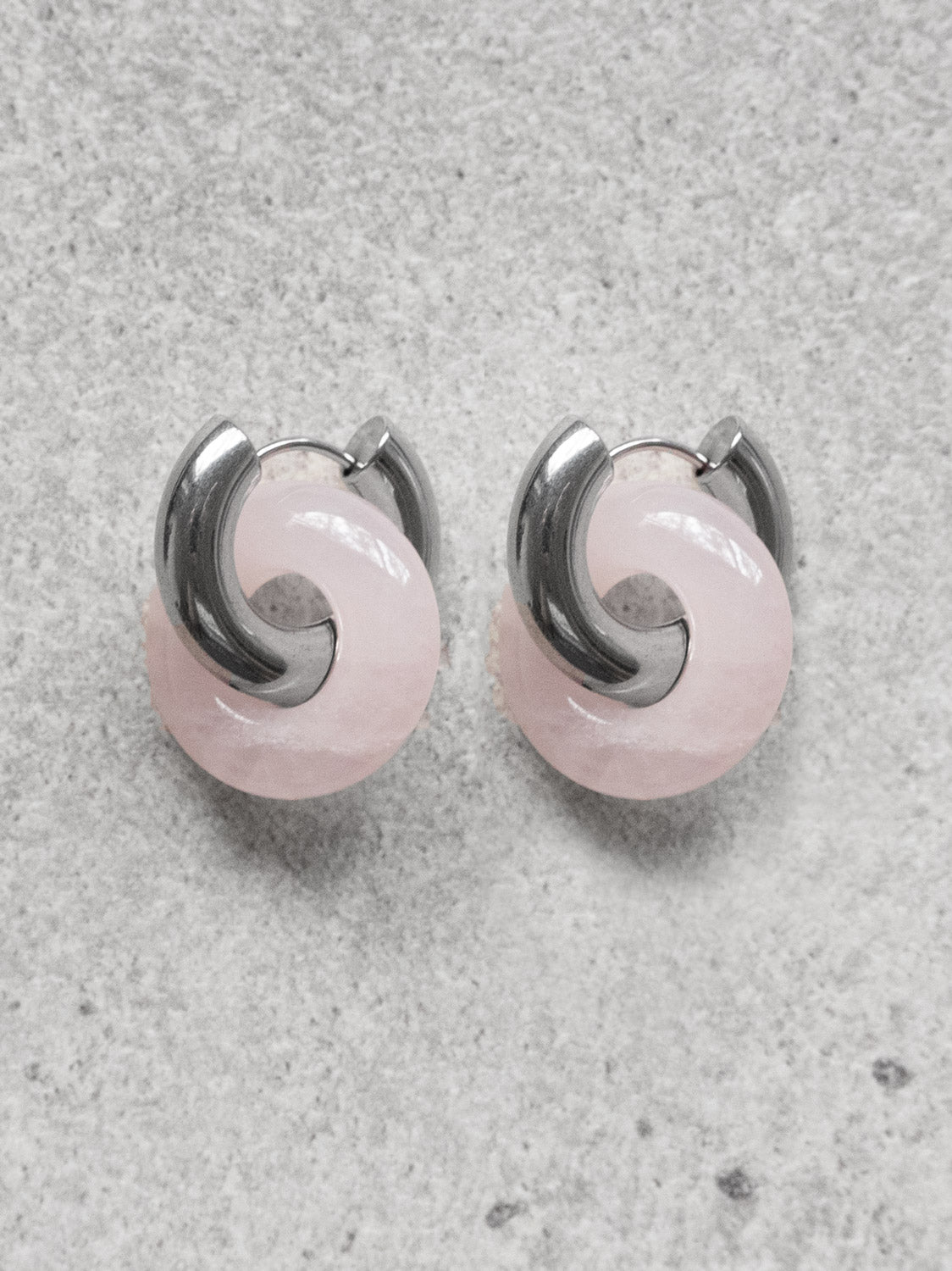 Donut Hoops, Gold - Rose Quartz 2cm