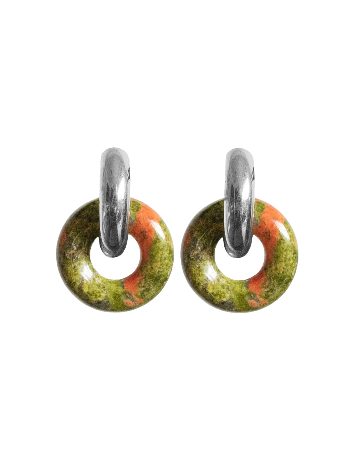 Donut Hoops  Silver   Unakite1 9c24f6bc 362b 4475 b488 ceeb2bee78bb