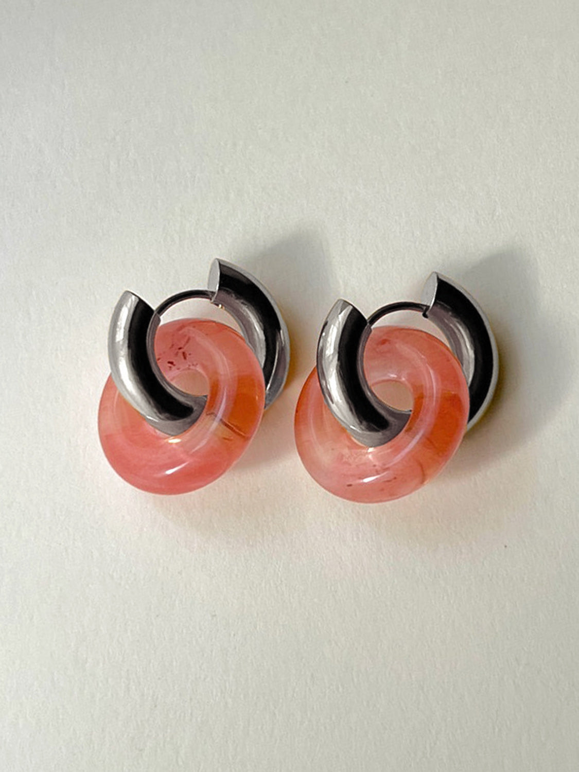 Donut Hoops  Silver   Watermelon Pink