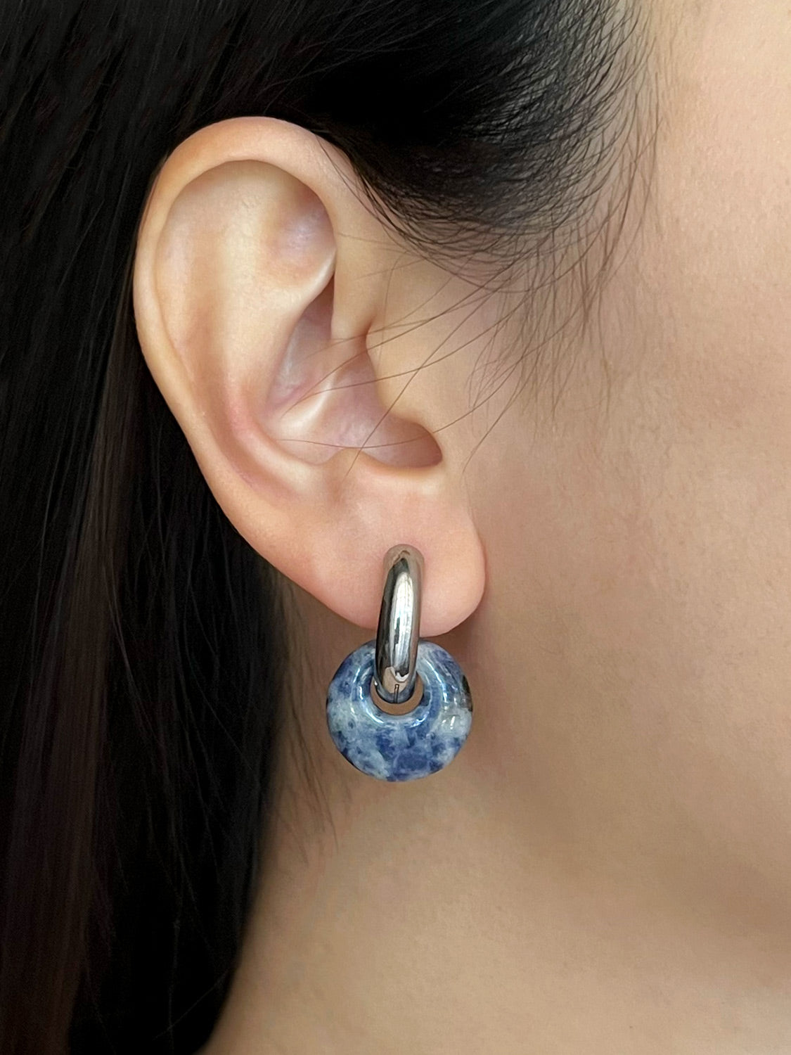 Donut Hoops  Silver V2   Blue Stone3