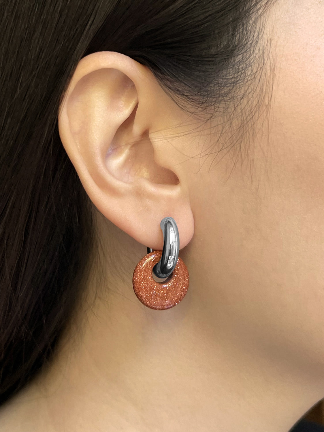 Donut Hoops  Silver V2   Gold Sandstone  Dark Brown 2