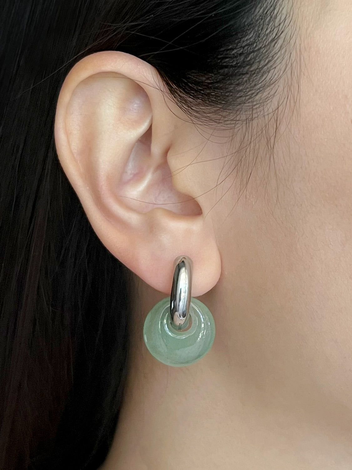 Donut Hoops  Silver V2   Green Aventurine3