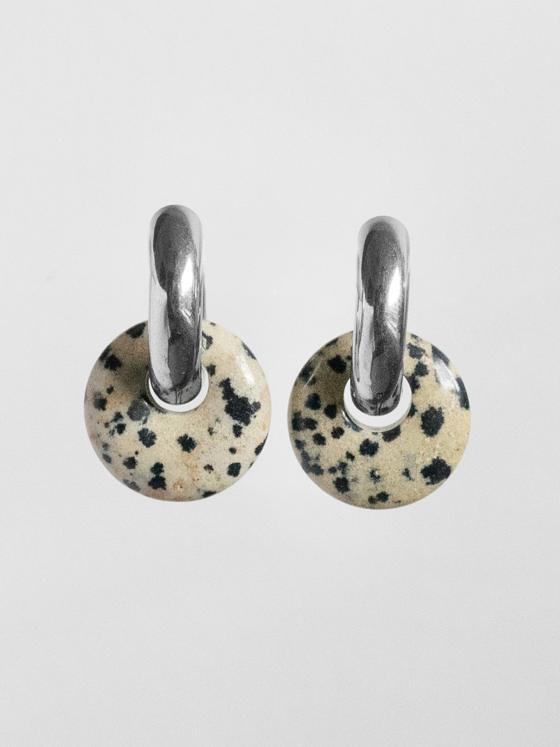 Donut Hoops  Silver V2   Polka Dot Stone1