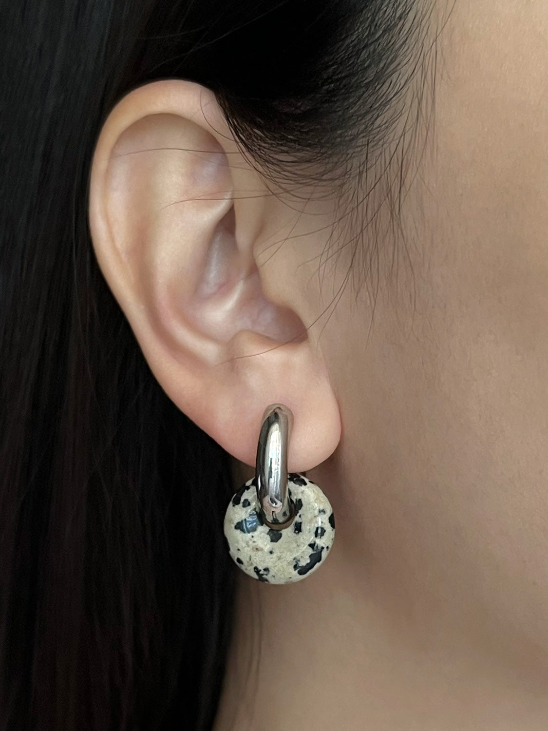 Donut Hoops  Silver V2   Polka Dot Stone3