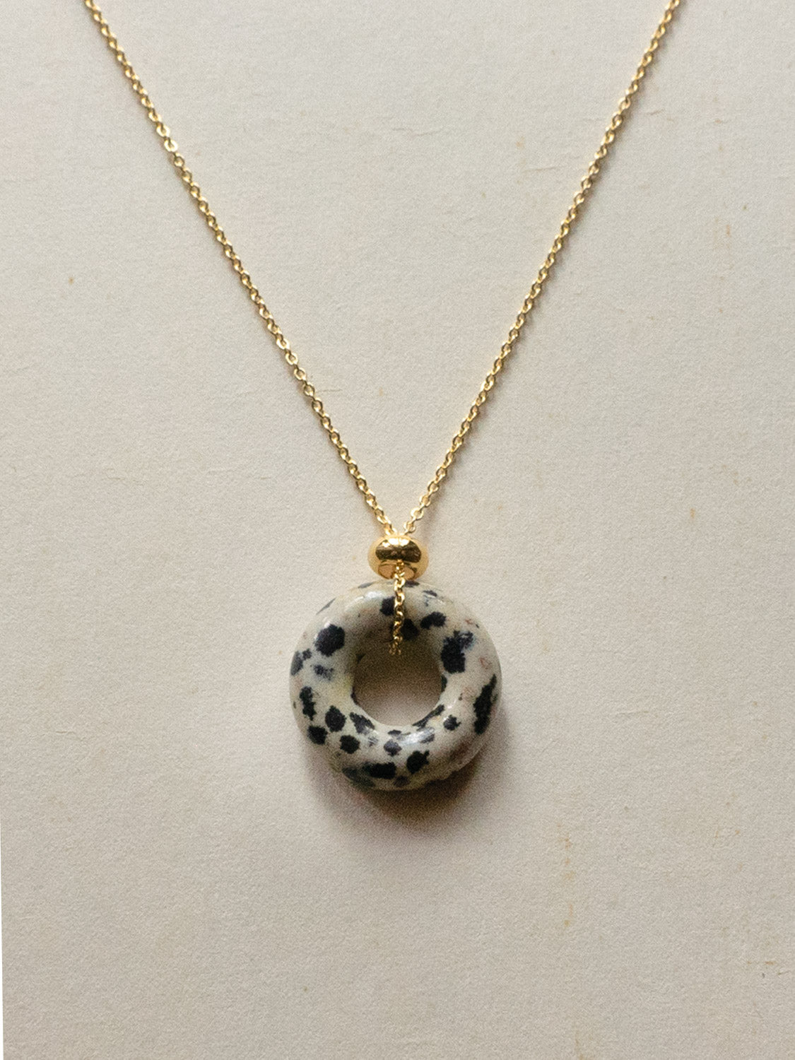 Donut Stone Necklace  Gold   Polka Dot